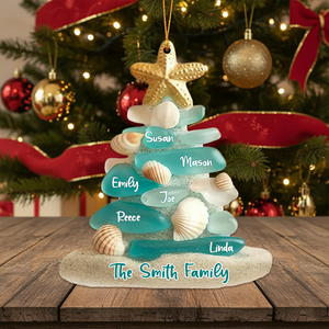 Personalized Beach Inspired Christmas Tree Ornament, Family Keepsake