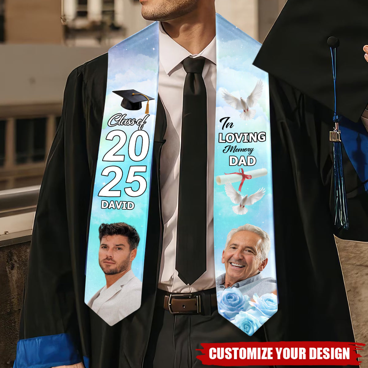 In Loving Memory- Personalized Graduation Stole With Photos