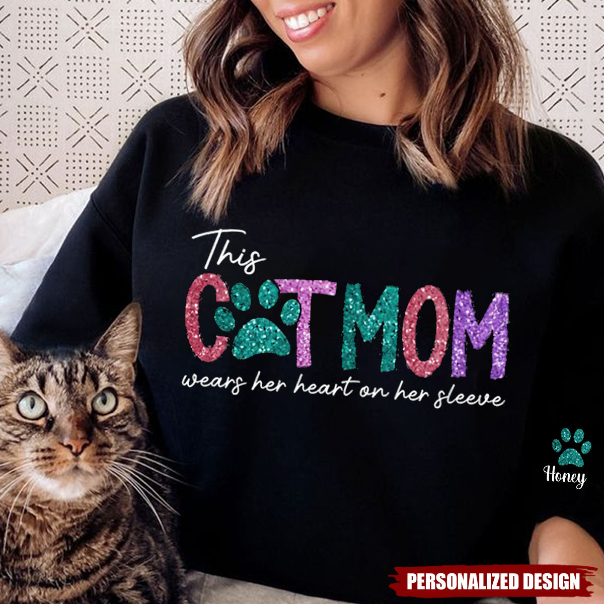 Personalized Sweatshirt With Dog & Cat Names,  Gift For Fur Mom