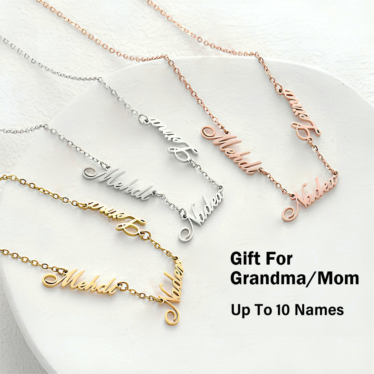 Multi-Name Family Necklace, Personalized Multiple Name Necklace