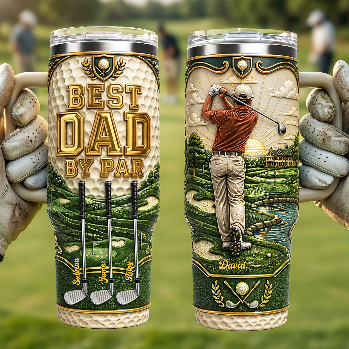 Best Dad By Par 40oz Tumbler - Personalized Gifts For Dad
