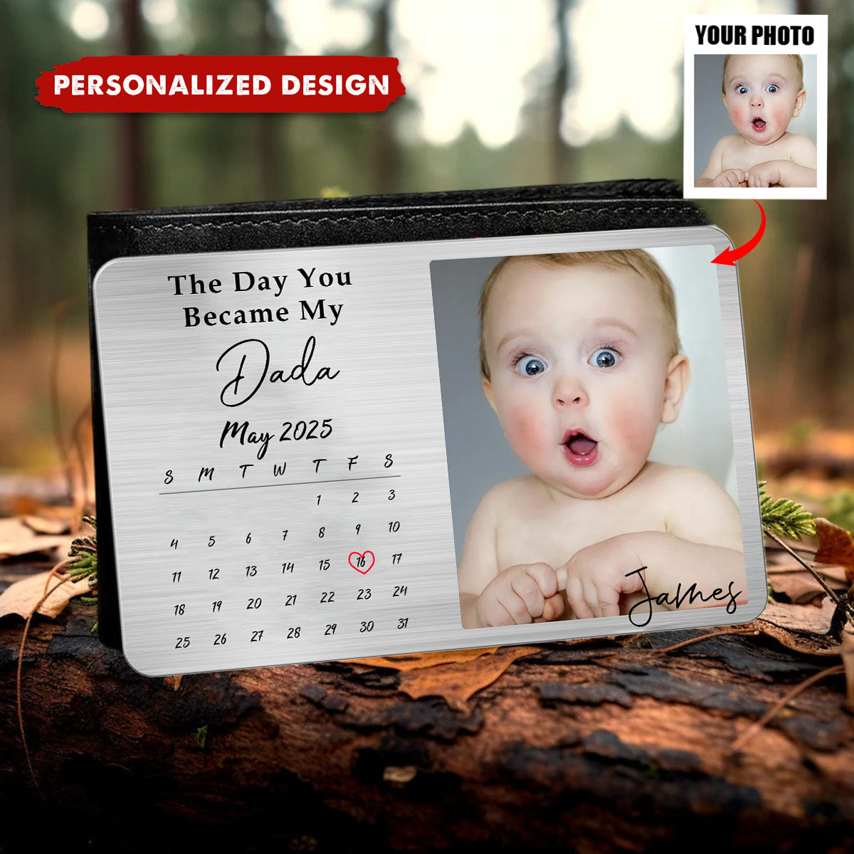 Personalized Metal Wallet Card With Calendar, Father's Day Gift