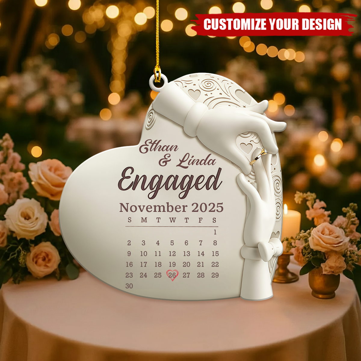 Celebrate Your Special Moment - Personalized Engaged Married Ornament