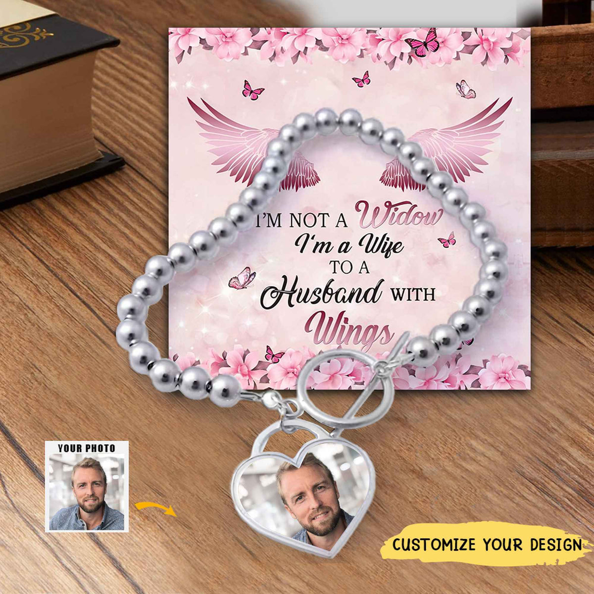 I'm Not A Widow I'm A Wife To A Husband With Wings Personalized Memorial Bracelet