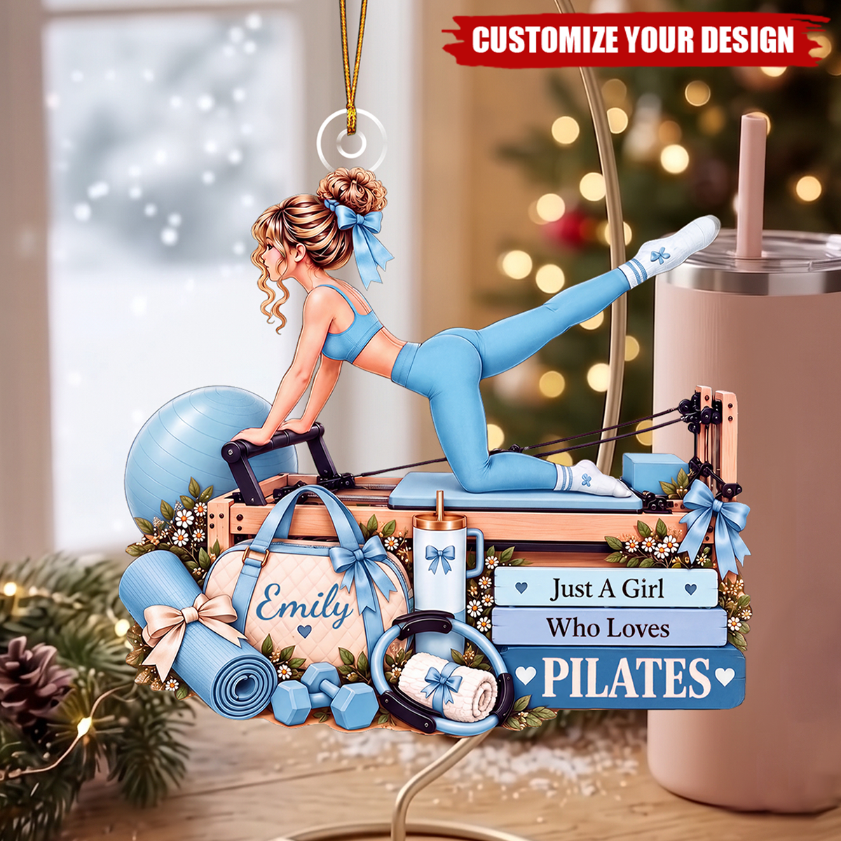 Personalized Pilates Girl Christmas Ornament-Custom Name Gift