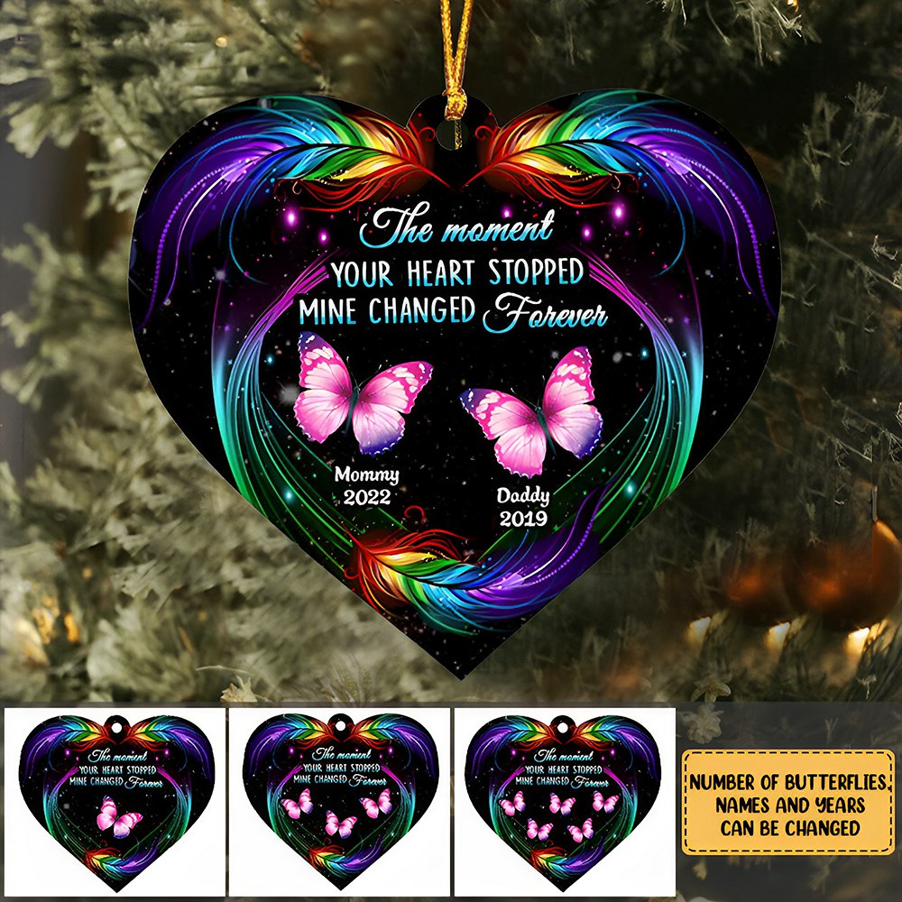 THE MOMENT YOUR HEART STOPPED MINE CHANGED FOREVER BUTTERFLY FEATHER PATTERN