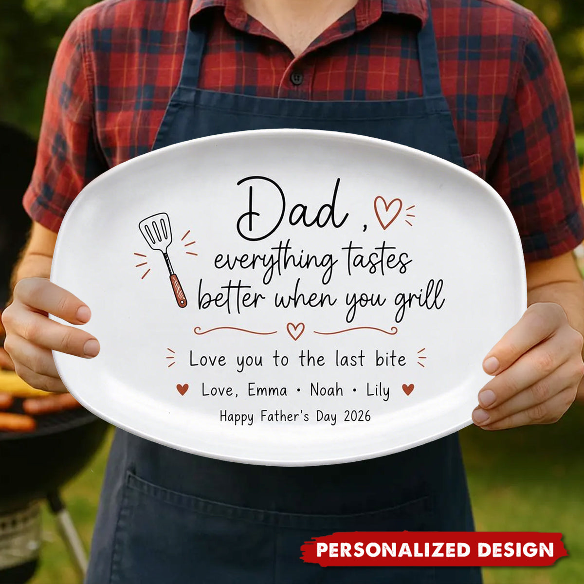 Personalized BBQ Grilling Plate – Custom Grill Master Decor for Dad