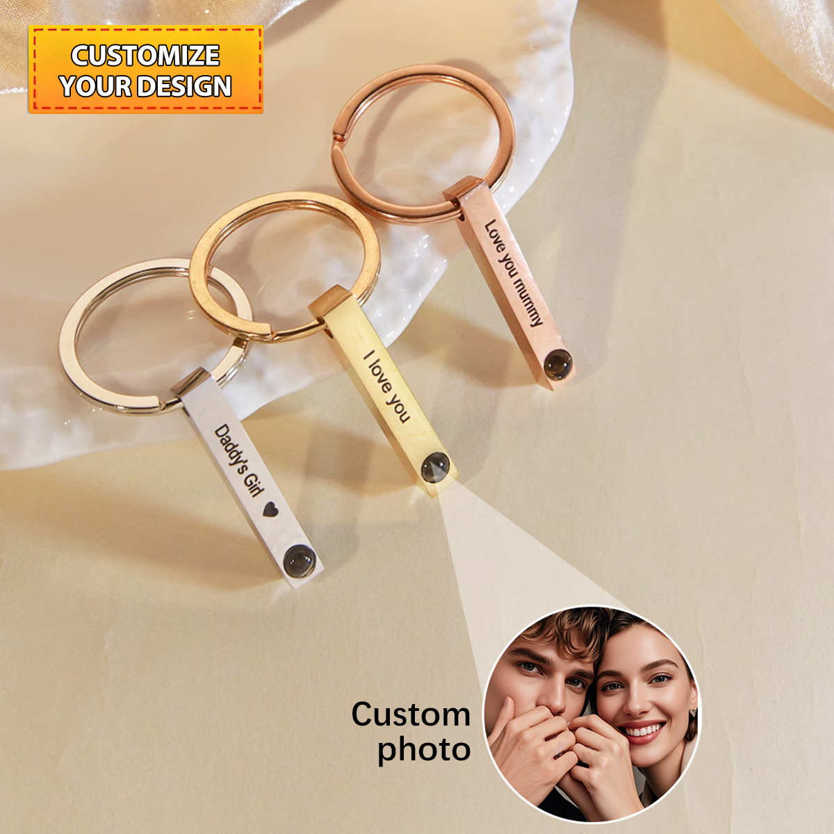 Personalized Projection Photo Keychain, Best Gift for Him Dad