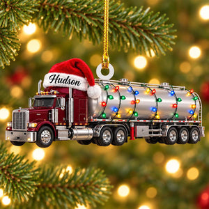 Personalized Oil Tanker Truck Christmas Ornament