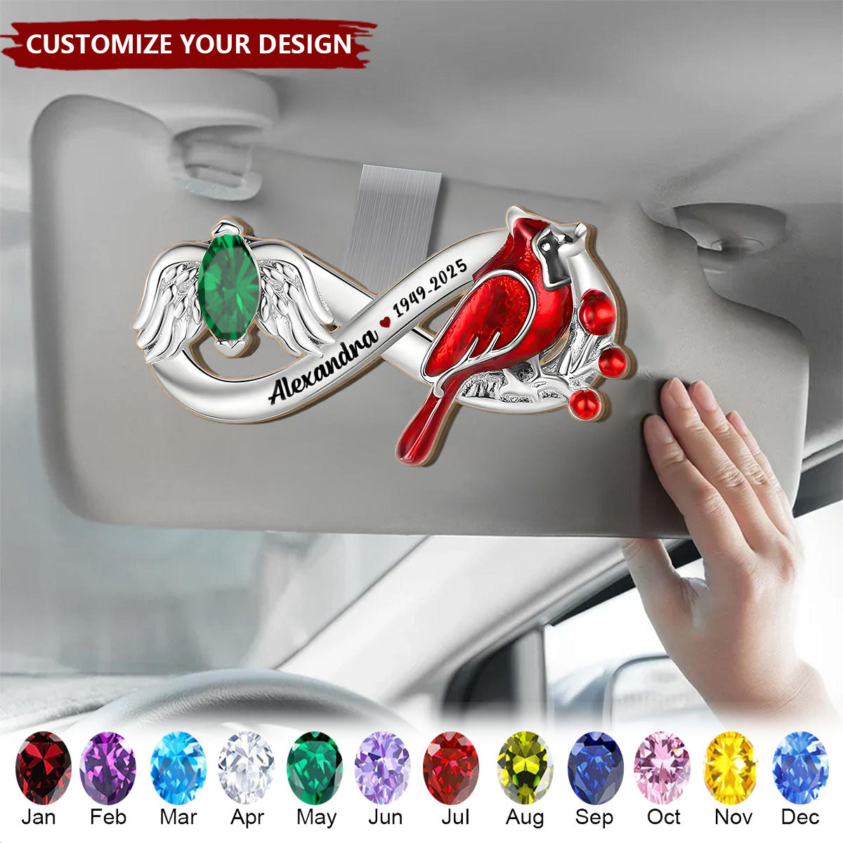 Personalized Cardinals Appear When Angels Are Near Memorial Infinite Car Visor Clip