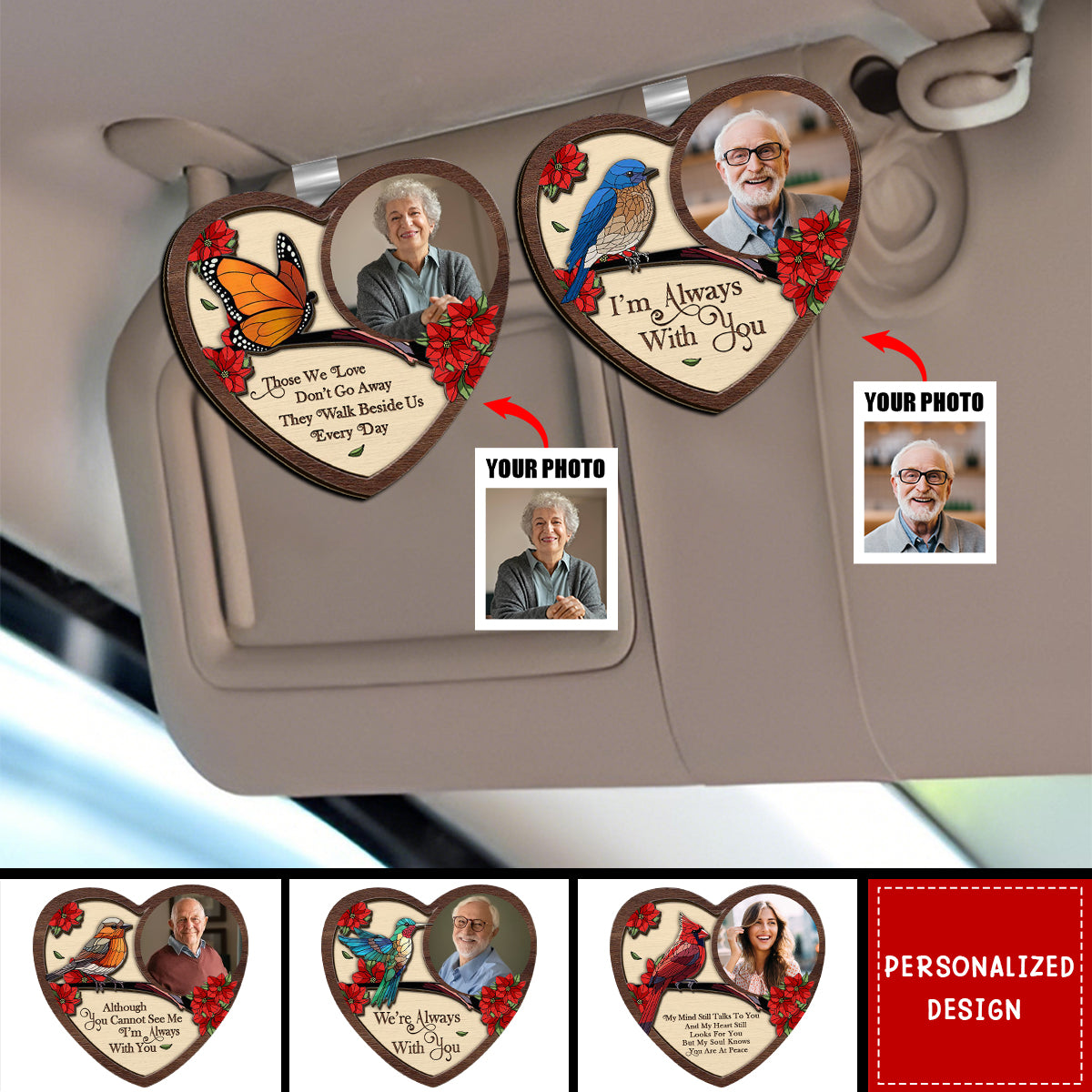 I'm Always With You - Personalized Custom Photo Memorial Shaped Car Visor Clip