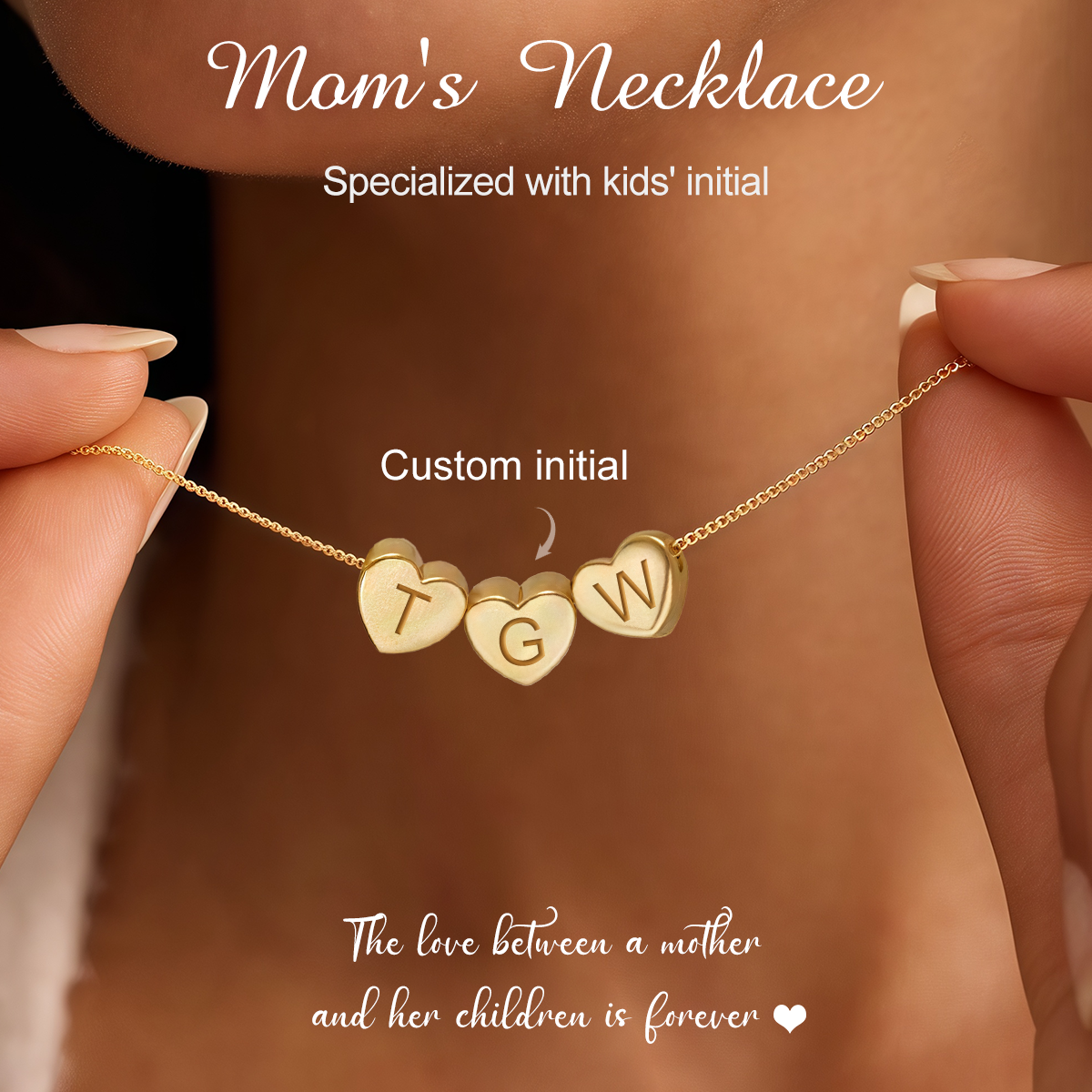 Personalized Tiny 3D Initial Heart Charm Necklace