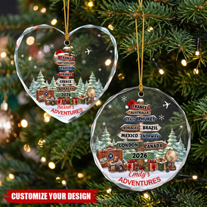 Personalized Travel Adventures Crystal Ornament- Christmas Gifts