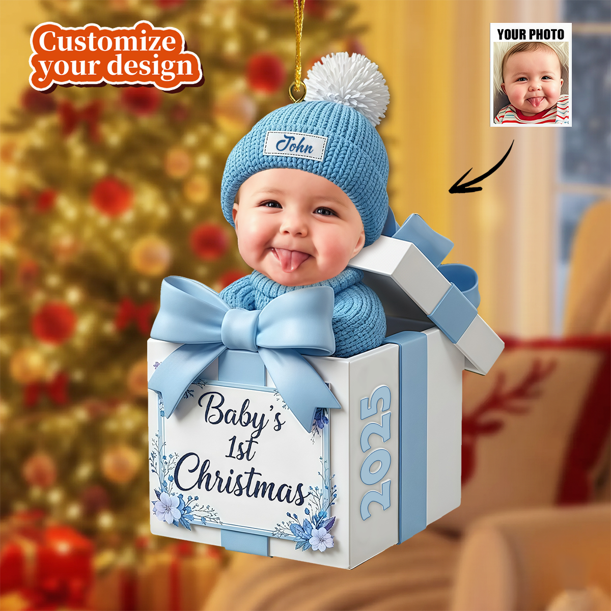 Personalized Baby’s First Christmas Ornament – Custom Acrylic Keepsake