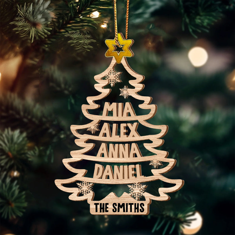 Unique Christmas Family Pine Tree Custom Member Names Personalized Ornament