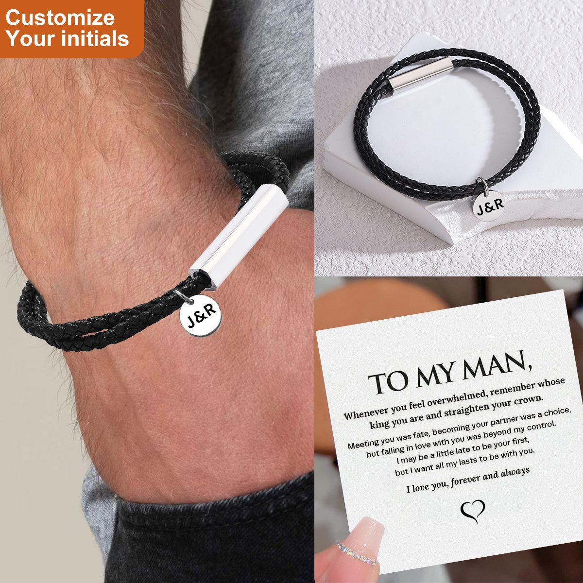 Gift for Man,Personalized Leather Bracelet