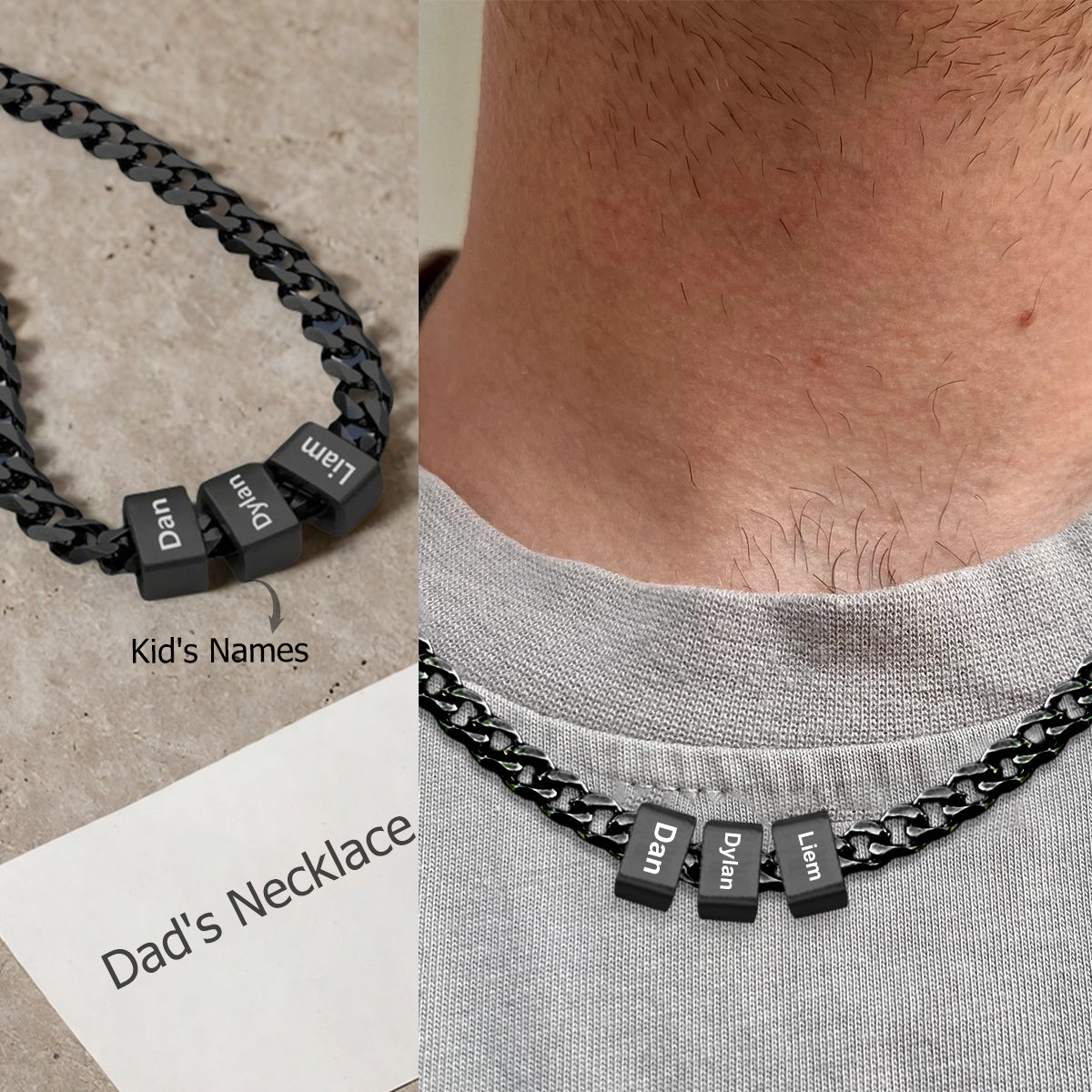 Personalized Family Gift, Custom Engraved Name Necklace, Dad's Necklace