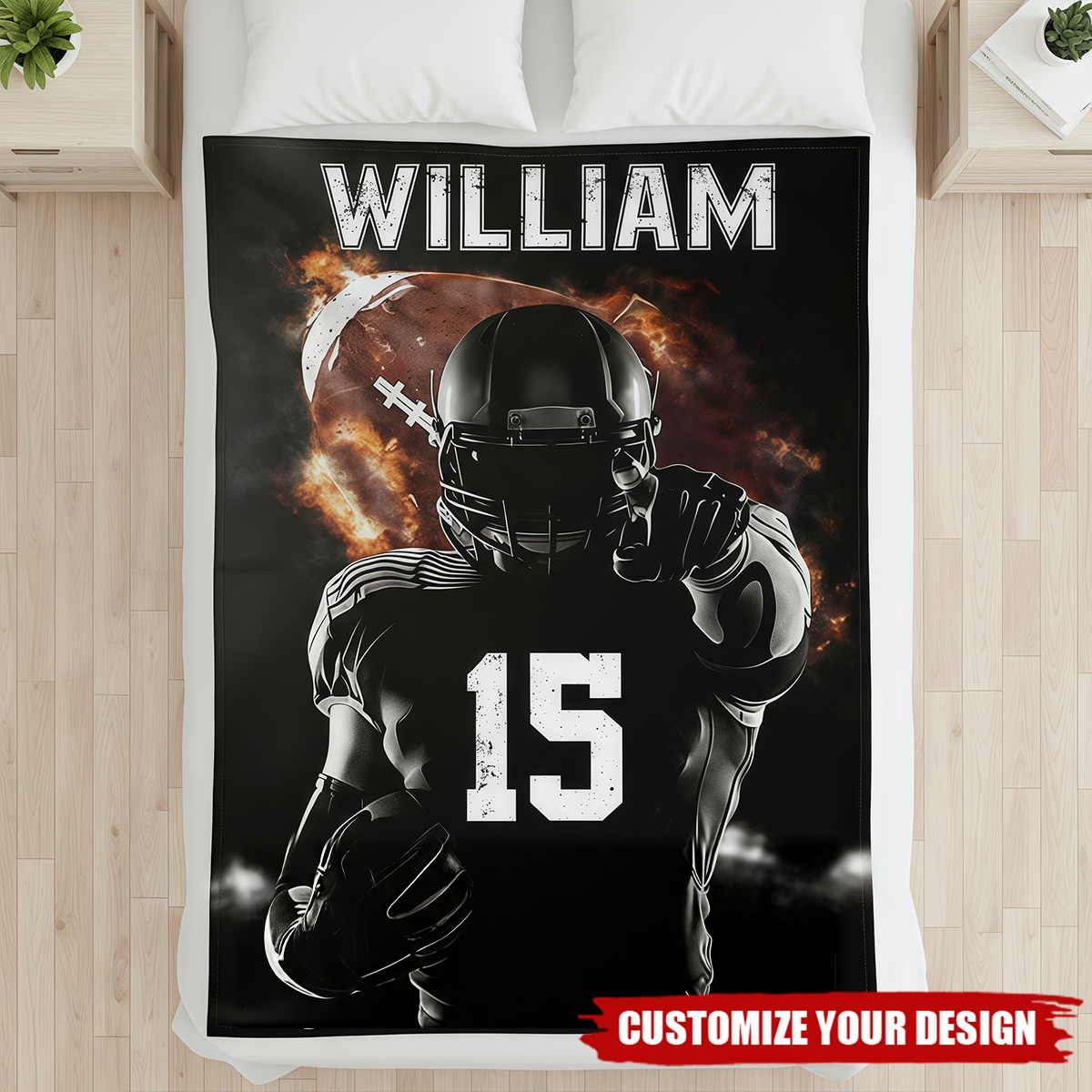 Personalized Football Blanket - Football Gift For Dad, Husband, Son, Kid, Team
