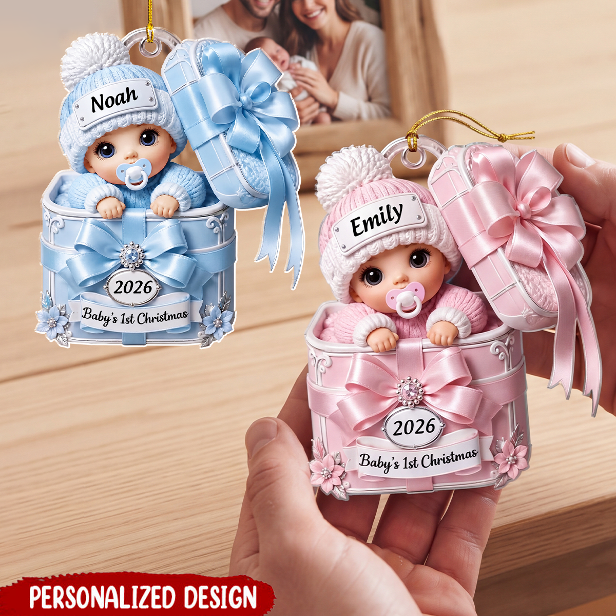 Personalized Baby’s First Christmas Ornament 2026, Custom Baby Name Acrylic Keepsake