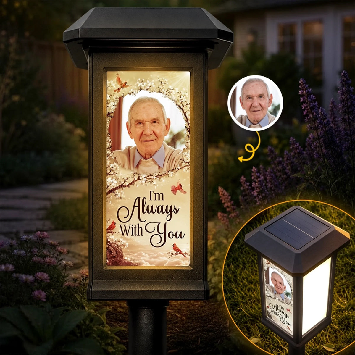 Personalized Memorial Sympathy Gifts For Loss Of Mom, Dad-Custom Photo Solar Garden Light