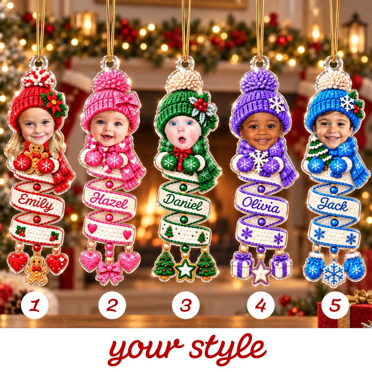 Personalized Baby Face Photo In Snowman Spiral Ornament