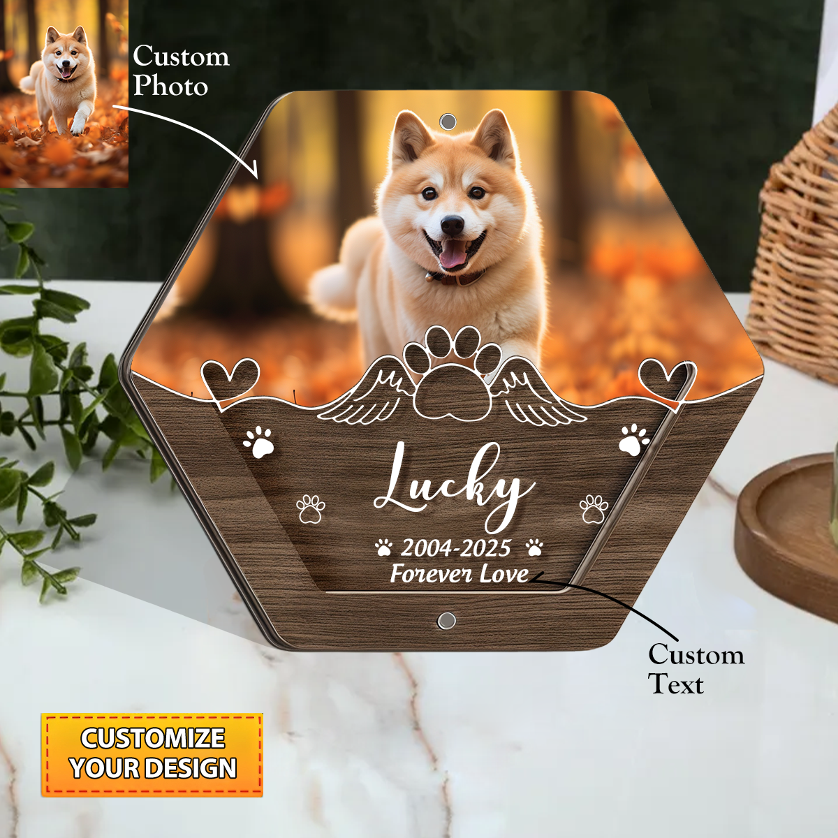 Custom Pet Hair Storage Box - Personalized Acrylic Box With Pet Picture