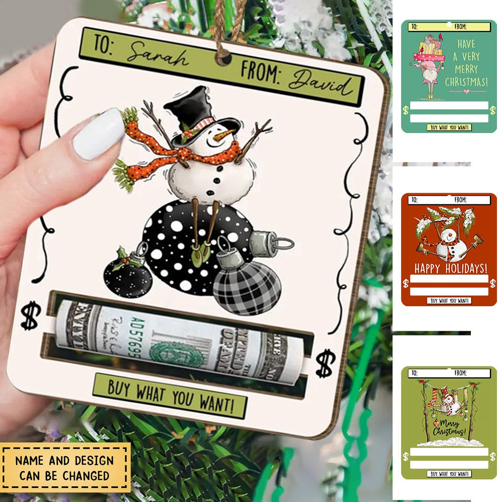 Merry Christmas Money Card - Personalized Money Holder Ornament