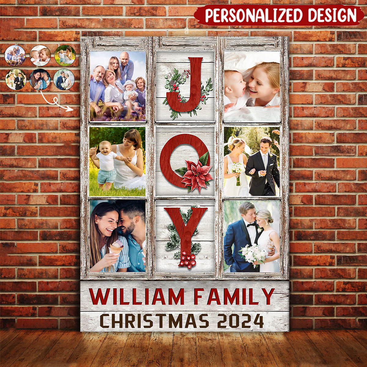 Personalized Customized Photo Collage Vintage Christmas Poster - Gift for Family/Friends