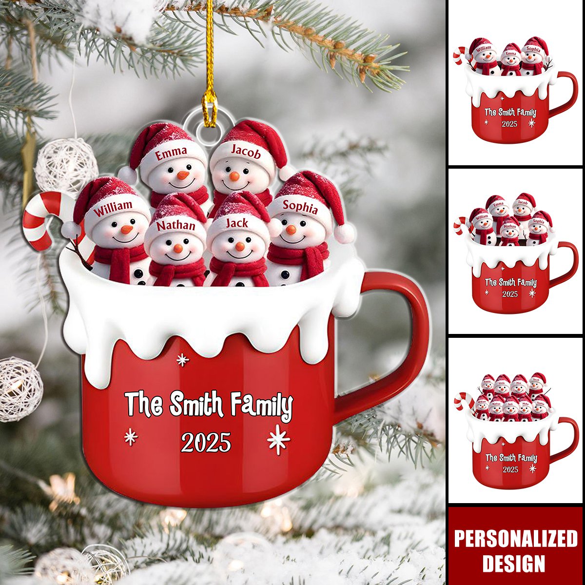 Perfect Blend Snowman Family - Personalized Acrylic Ornament