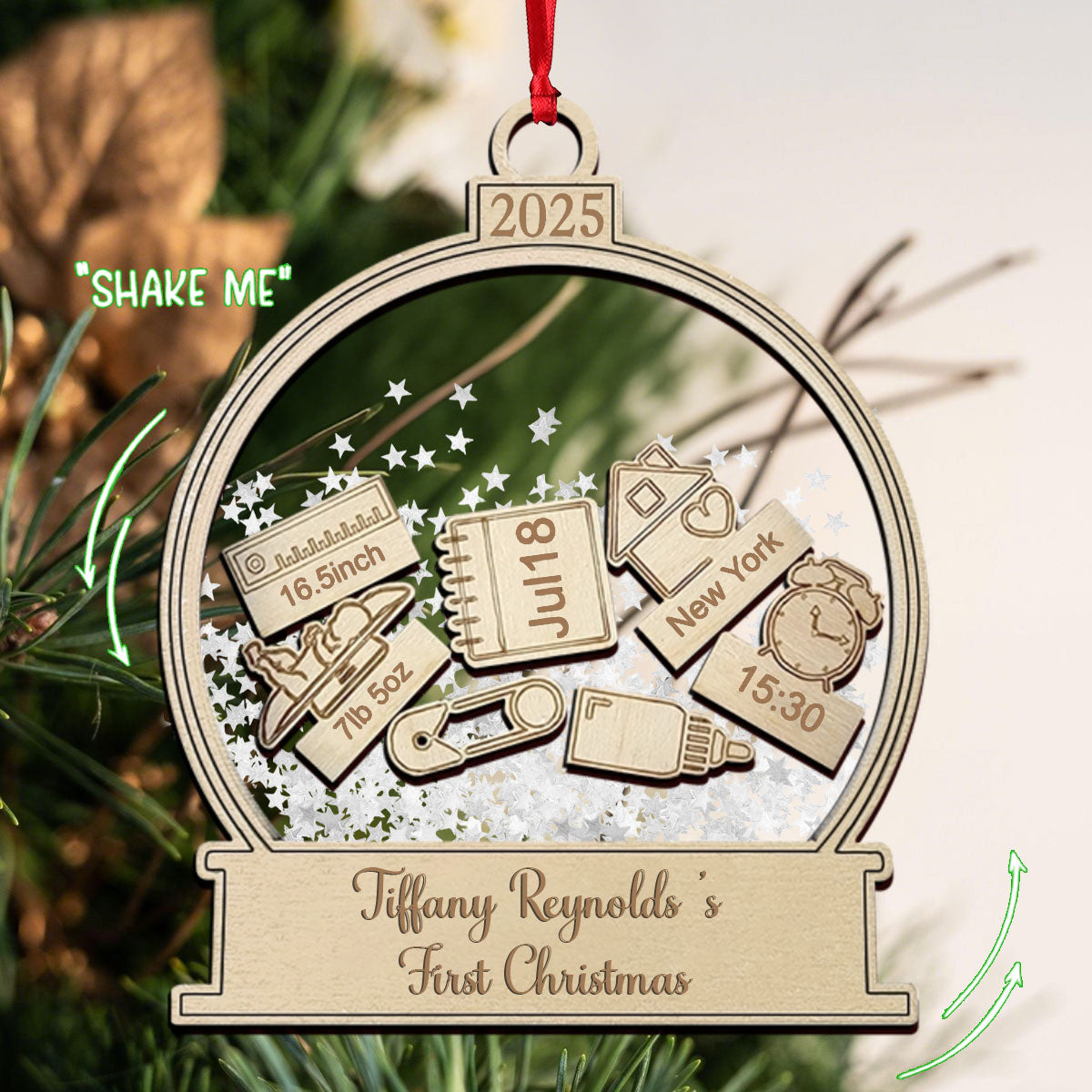 Personalized Baby's First Christmas Shake Ornament With Name