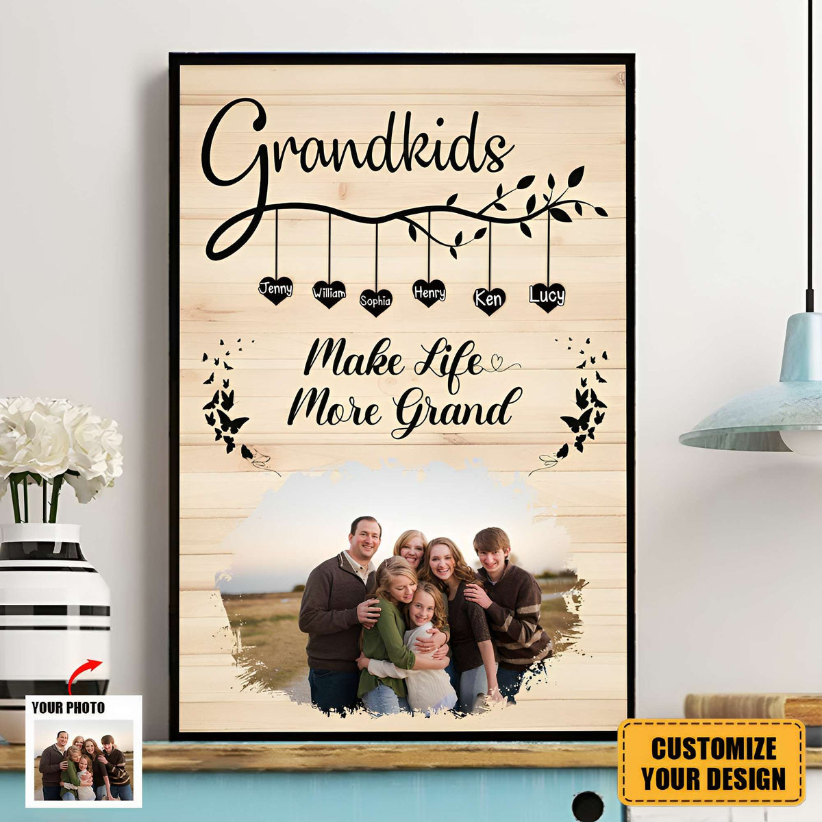 Grandkids Make Life More Grand - Personalized Photo Canvas - pixisid