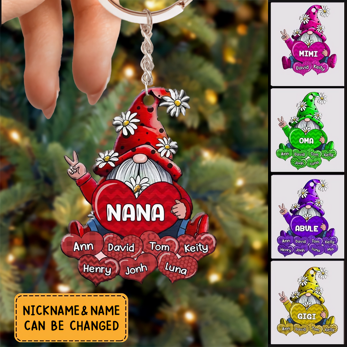 Colorful Grandma- Mom Loves Sweet Heart Kids Custom Acrylic Keychain