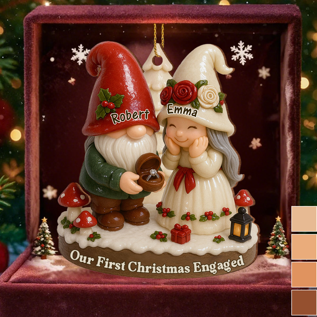 Our First Christmas Engaged - Custom Wood Ornament