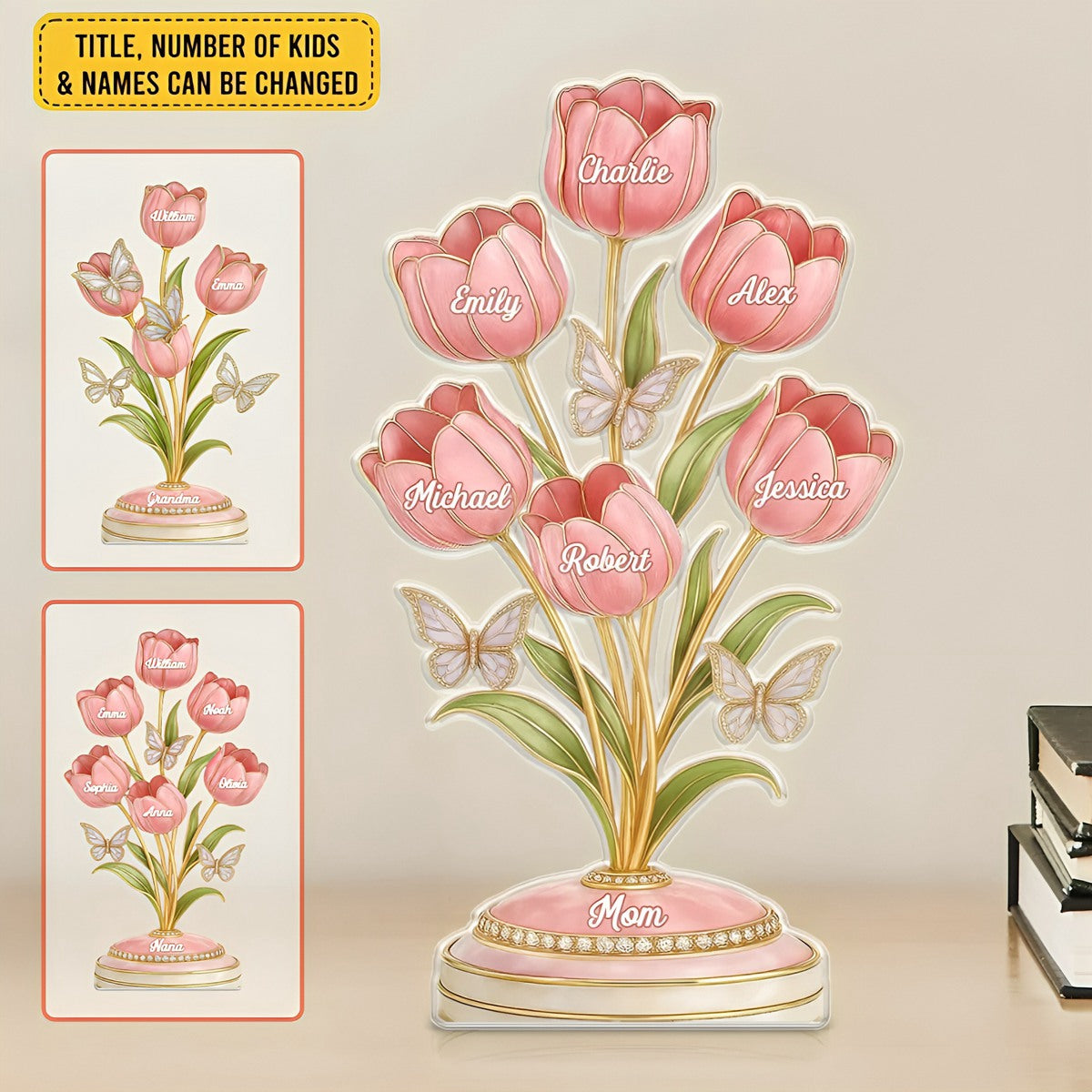 Personalized Flower Shape Acrylic Plaque, Mother's Day Gift