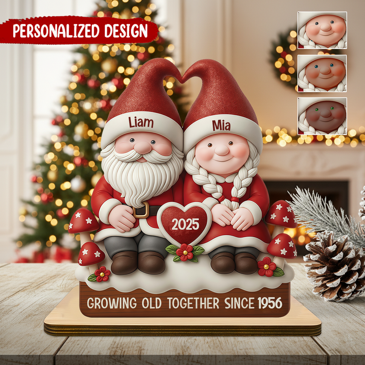 Personalized Mr And Mrs Growing Old Together Wooden Plaque