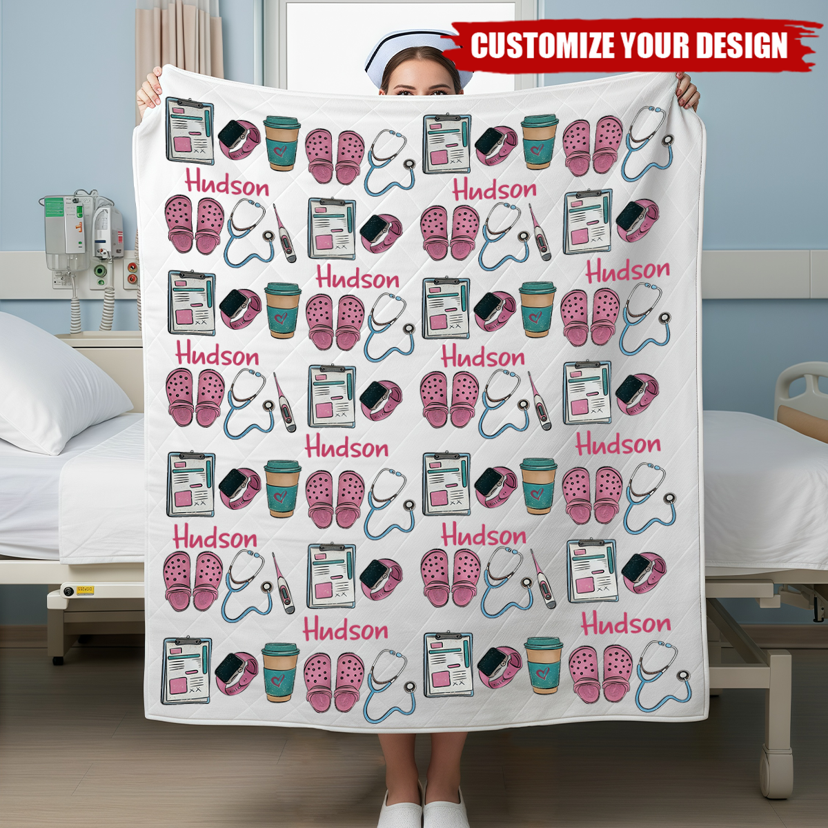 Nurse Name Custom Blanket, Gift For RN, Graduate, Retired
