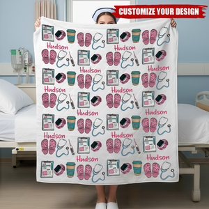 Nurse Name Custom Blanket, Gift For RN, Graduate, Retired