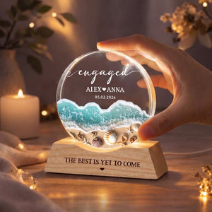 Personalized Engaged Wave Night Light, Newly Engaged Home Decor