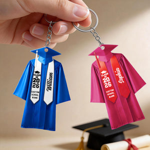 College Graduation Cap & Gown - Personalized Acrylic Keychain, Gift For Graduates