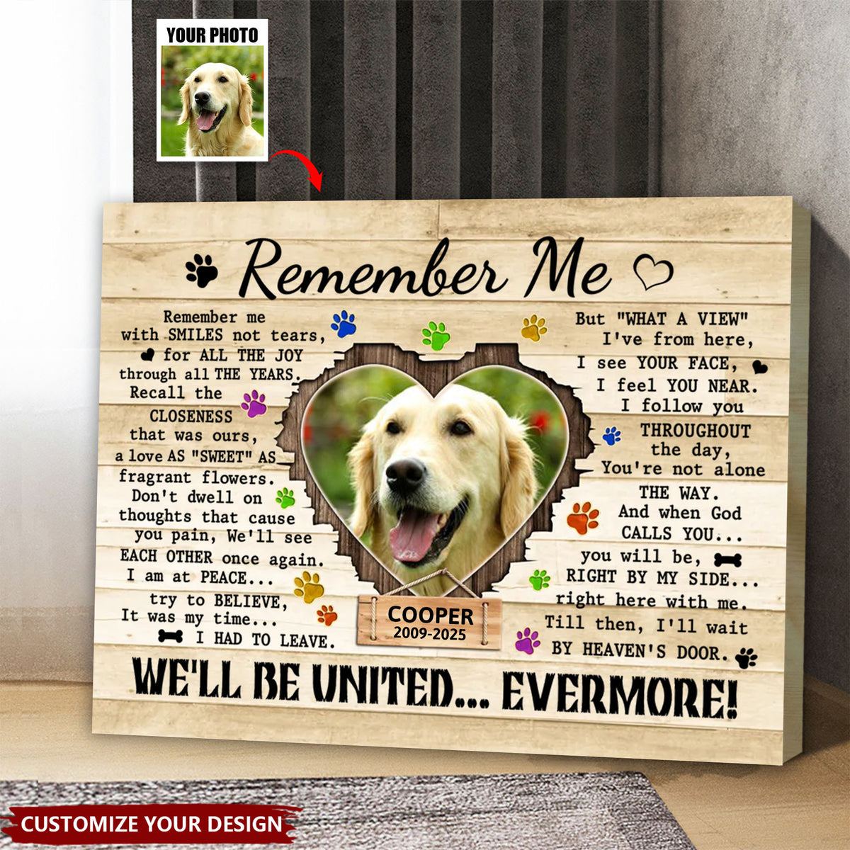 Personalized Print Dog Waiting At The Door Poster Pet Memorial Gift