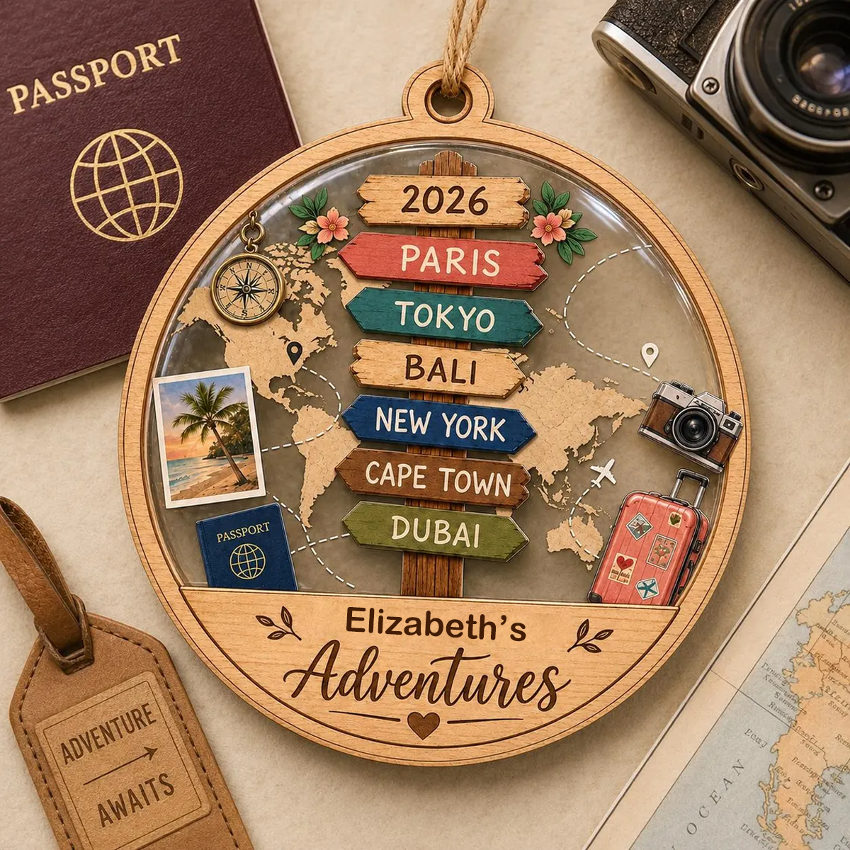 Personalized Travel Adventure Family Ornament-Custom Couple Adventure Gift
