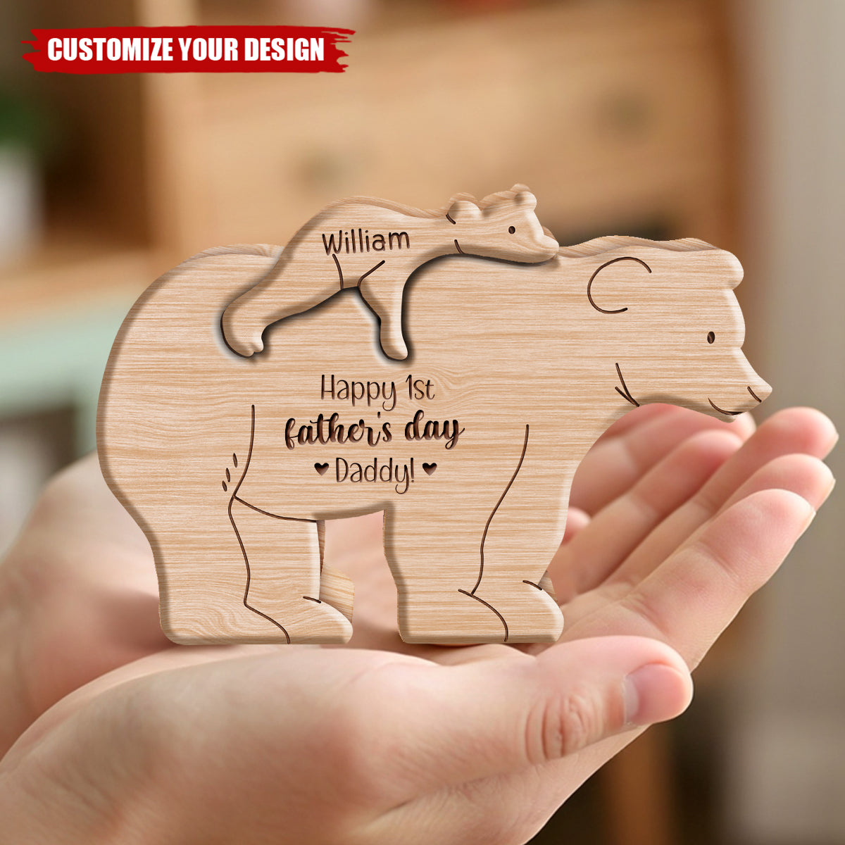 Personalized Father Daughter Son Puzzle Sign, First Father's Day gift
