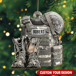 Military Uniform Ornament, Custom Name Army Christmas Ornament