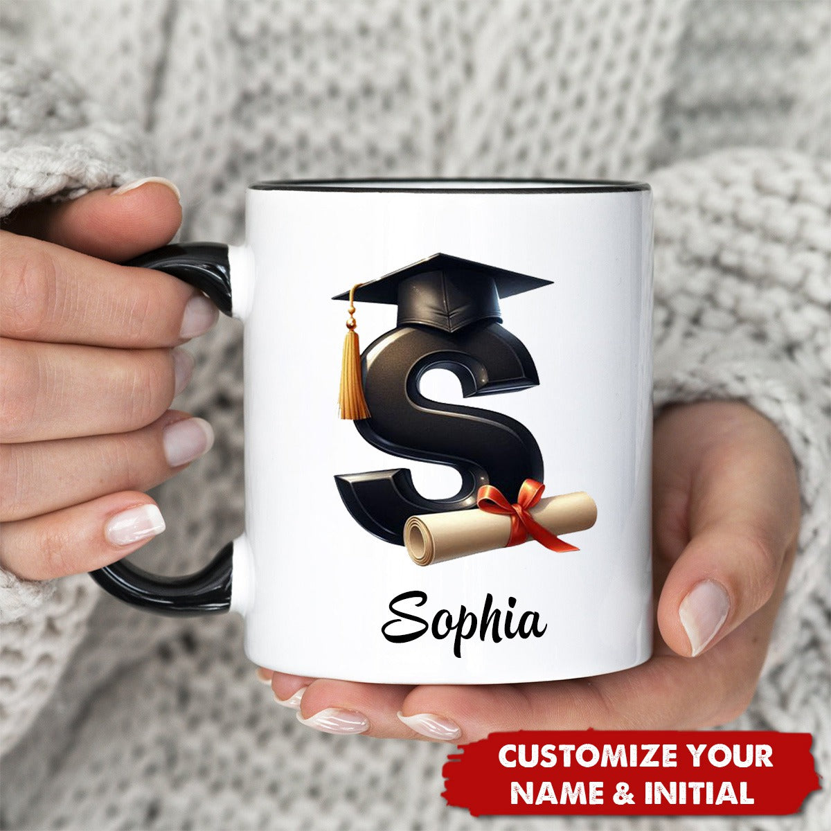 Personalized Graduation Mug with Name, Custom Grad Gift Bachelor, Class Of 2025