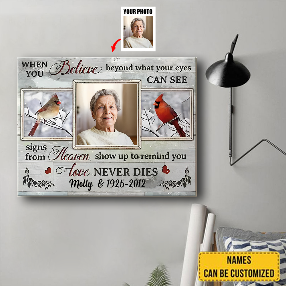 Custom Memory Gift For Loss Memory Keepsake Cardinal Art Canvas