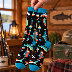 Personalized Crew Socks – Gift for Fishing Lovers – Hooked For Life
