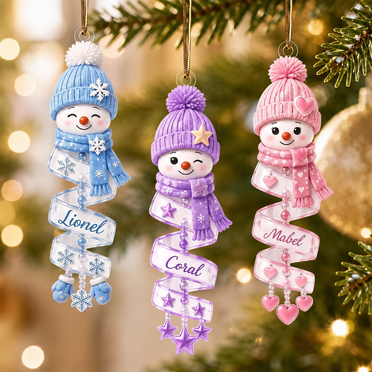 Custom Name Snowman Christmas Ornament, Personalized Christmas Decor