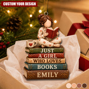 Just A Girl Who Loves Books Ornament, Reading Book Tree Decor