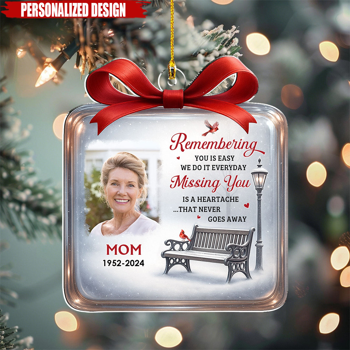 Cardinals Winter Memorial - Personalized Custom Acrylic Ornament