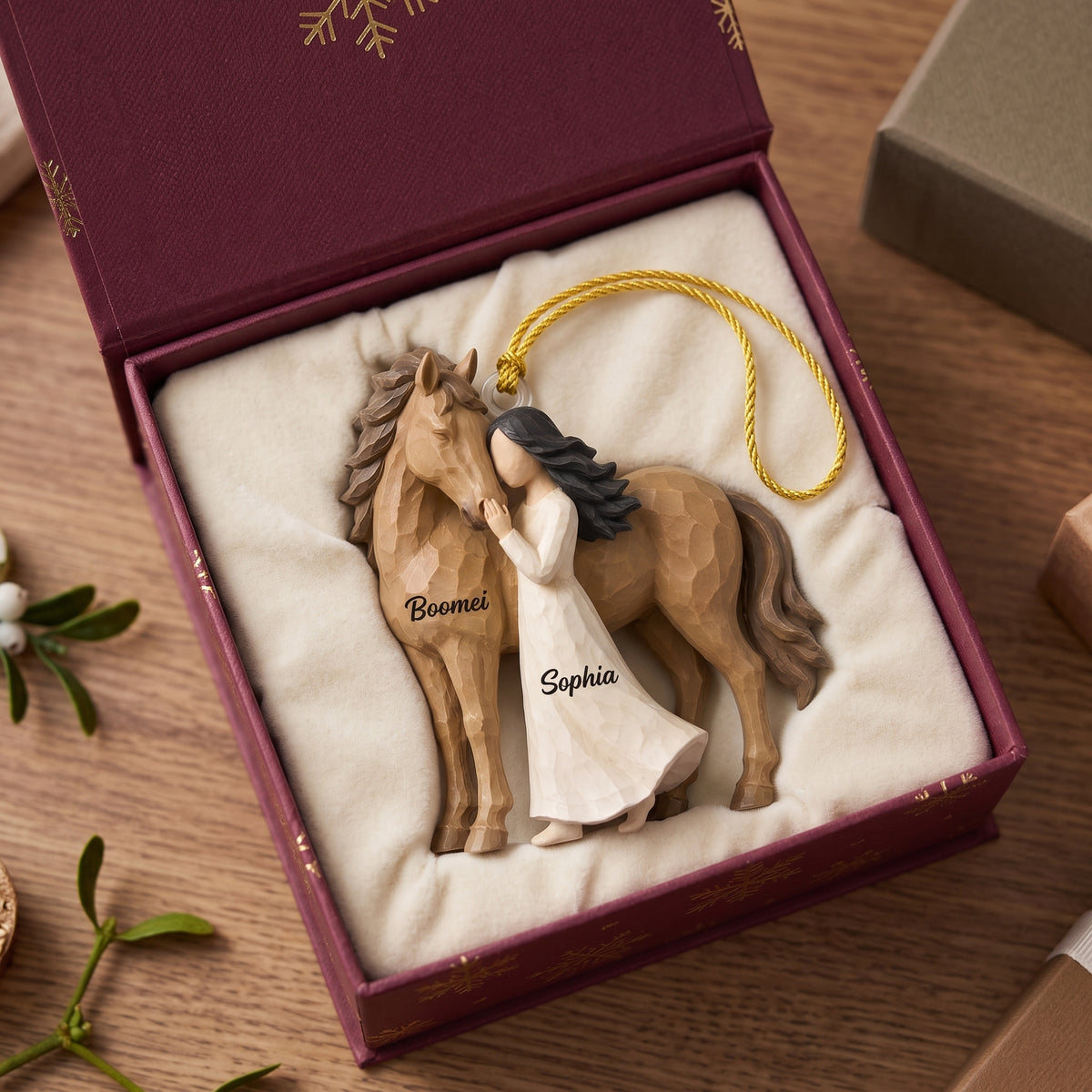 Girl Standing With Horse Personalized Acrylic Ornament - Custom Horse Lover Keepsake Gift